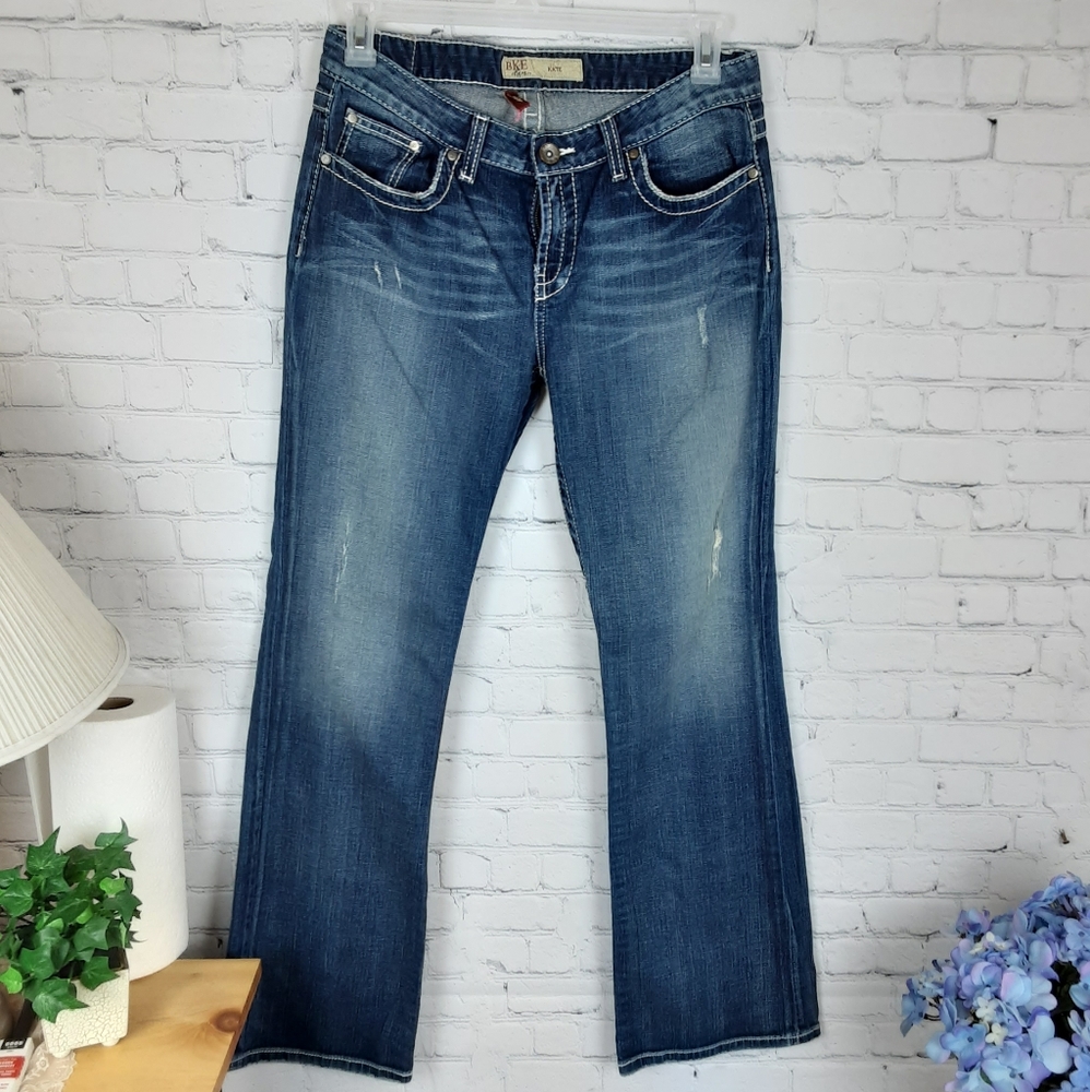 BKE KATE distressed stretch blue jeans size 32